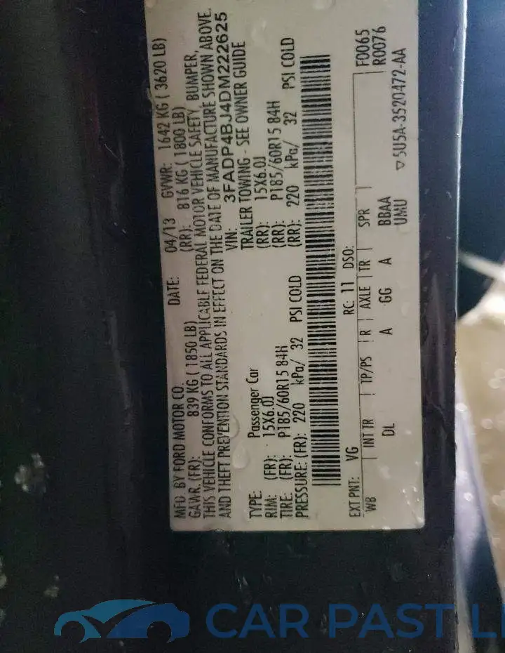 3FADP4BJ4DM222625# 13