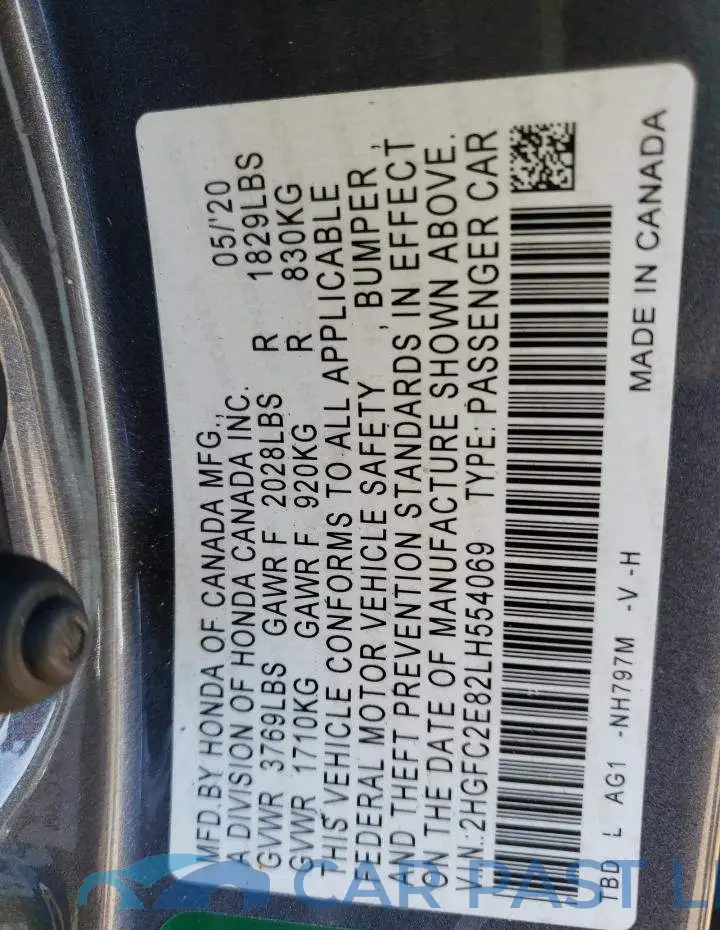 2HGFC2E82LH554069# 12