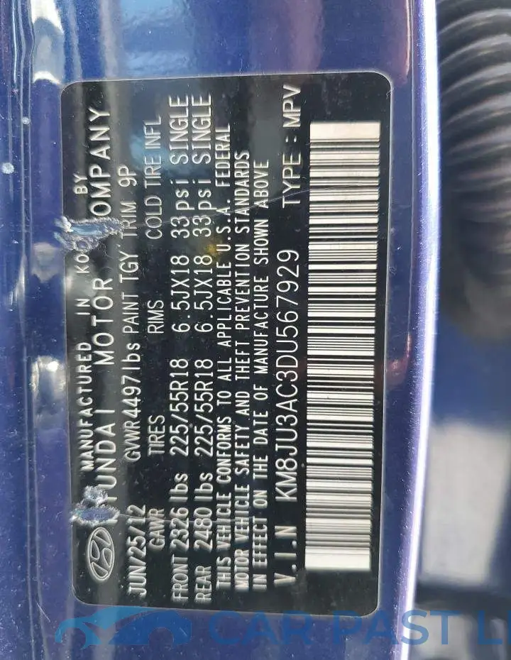 KM8JU3AC3DU567929# 12