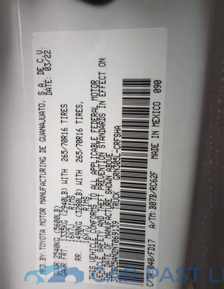 3TYSZ5AN2NT069139# 10