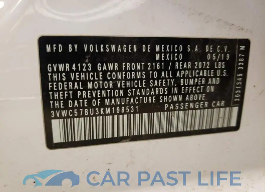3VWC57BU3KM198531# 10