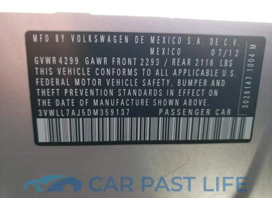 3VWLL7AJ5DM359137# 12