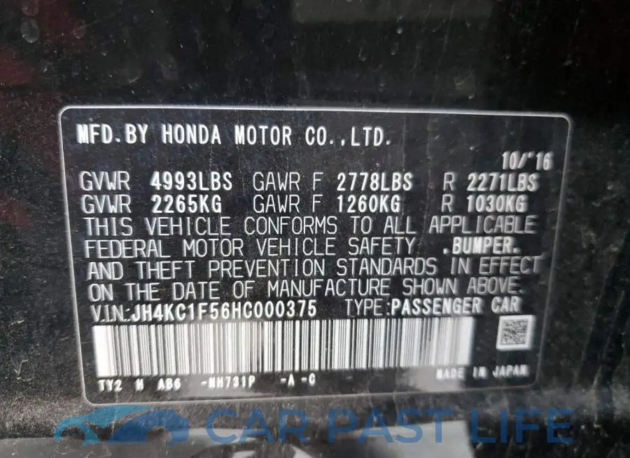 JH4KC1F56HC000375# 13