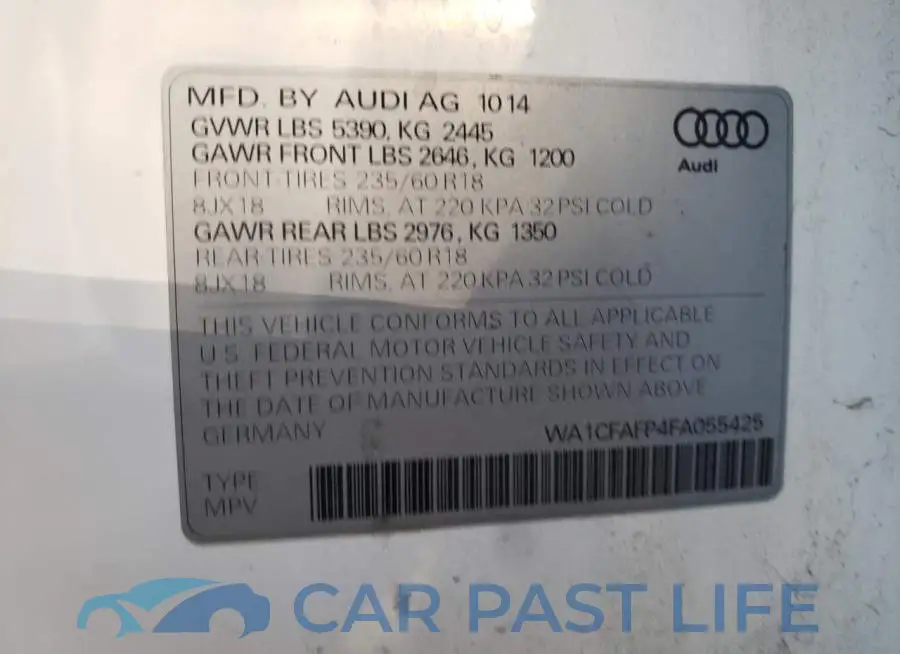WA1CFAFP4FA055425# 10