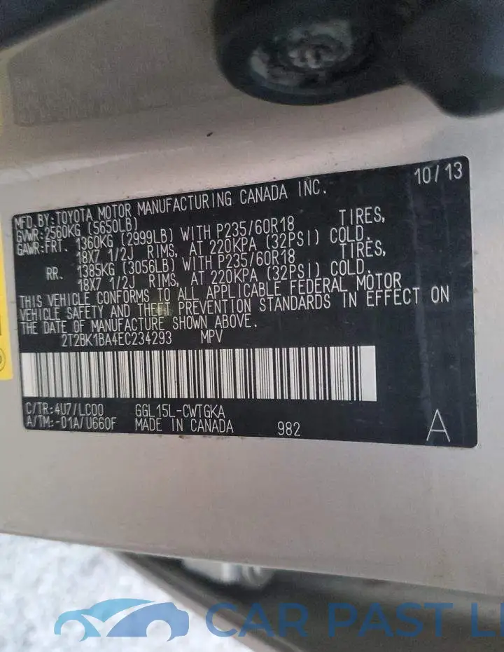 2T2BK1BA4EC234293# 10