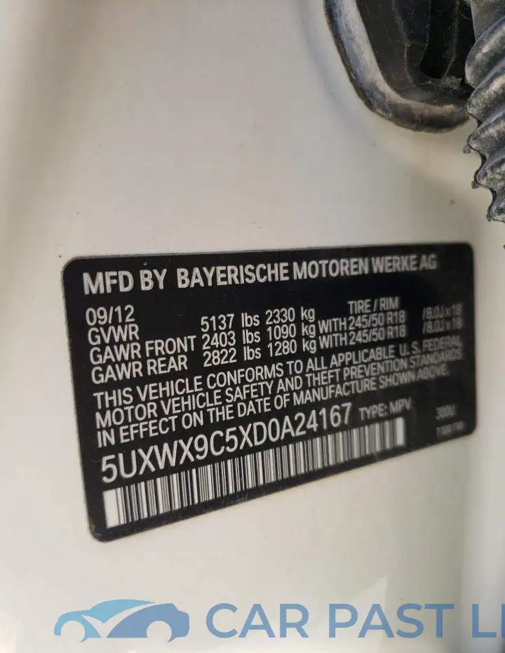 5UXWX9C5XD0A24167# 10