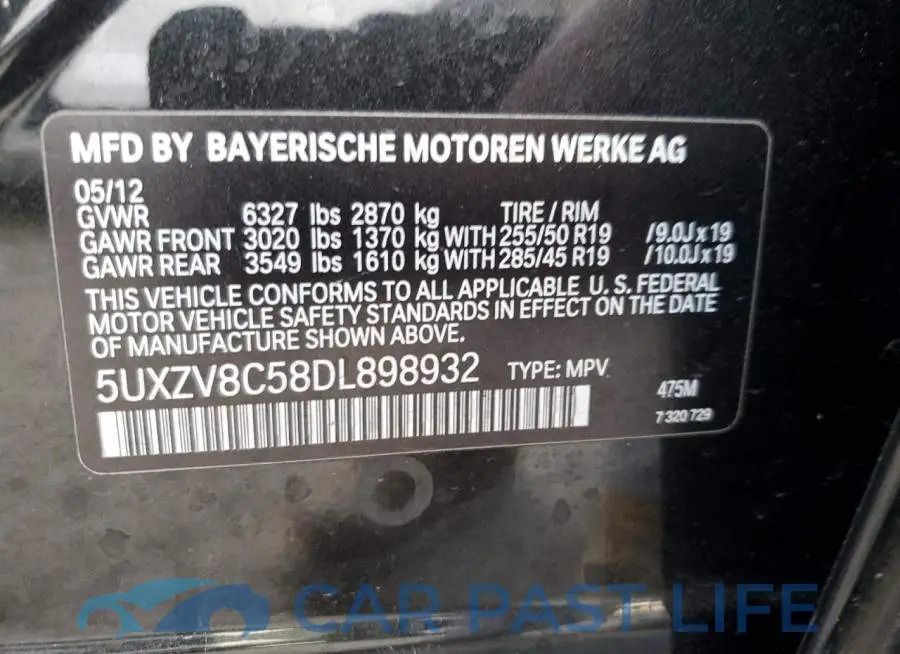 5UXZV8C58DL898932# 14
