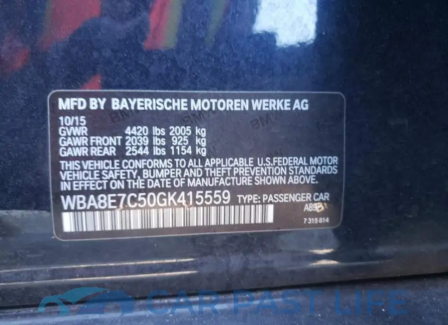 WBA8E7C50GK415559# 12