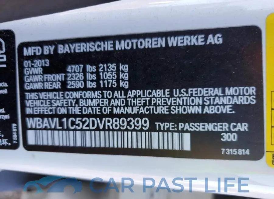 WBAVL1C52DVR89399# 12