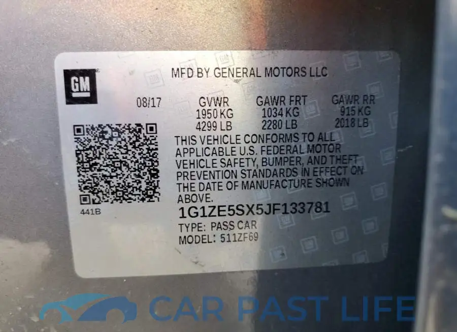 1G1ZE5SX5JF133781# 10