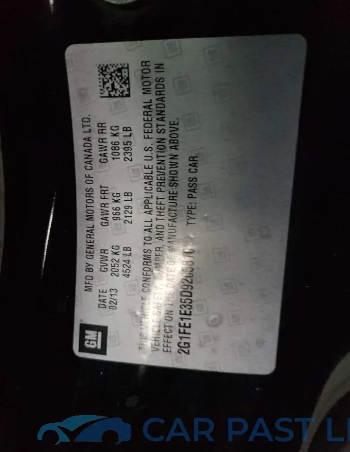 2G1FE1E35D9205810# 10