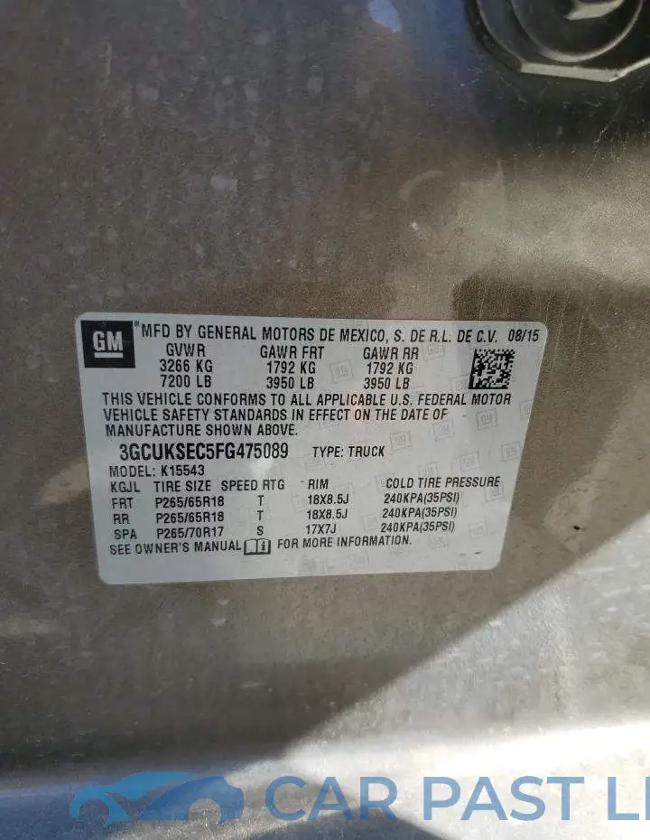 3GCUKSEC5FG475089# 10