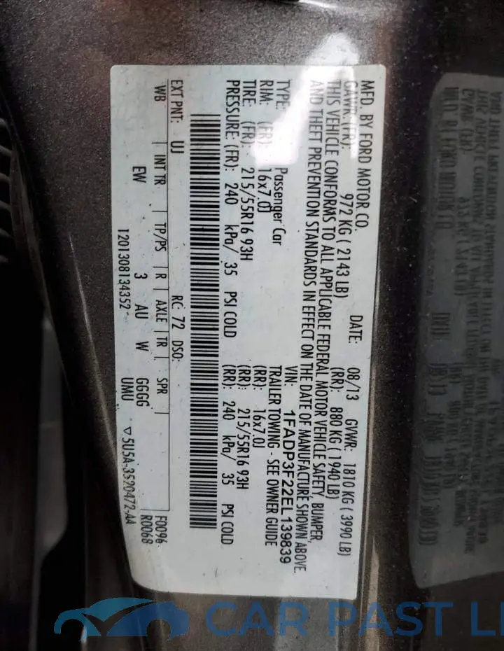 1FADP3F22EL139839# 12