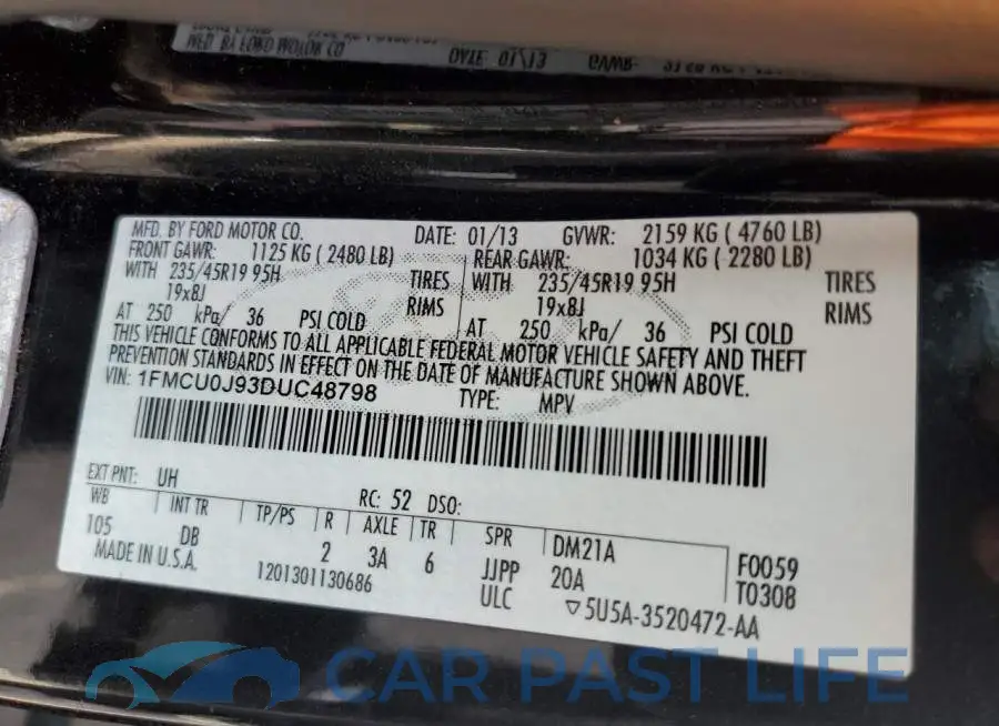 1FMCU0J93DUC48798# 12