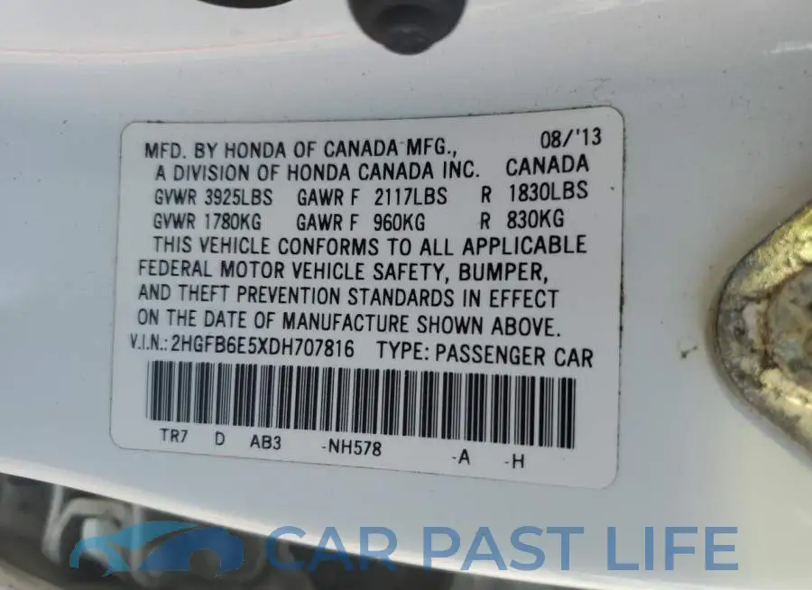 2HGFB6E5XDH707816# 10