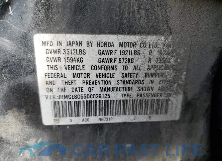 JHMGE8G55DC029125# 12