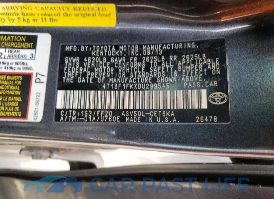 4T1BF1FKXDU299545# 10