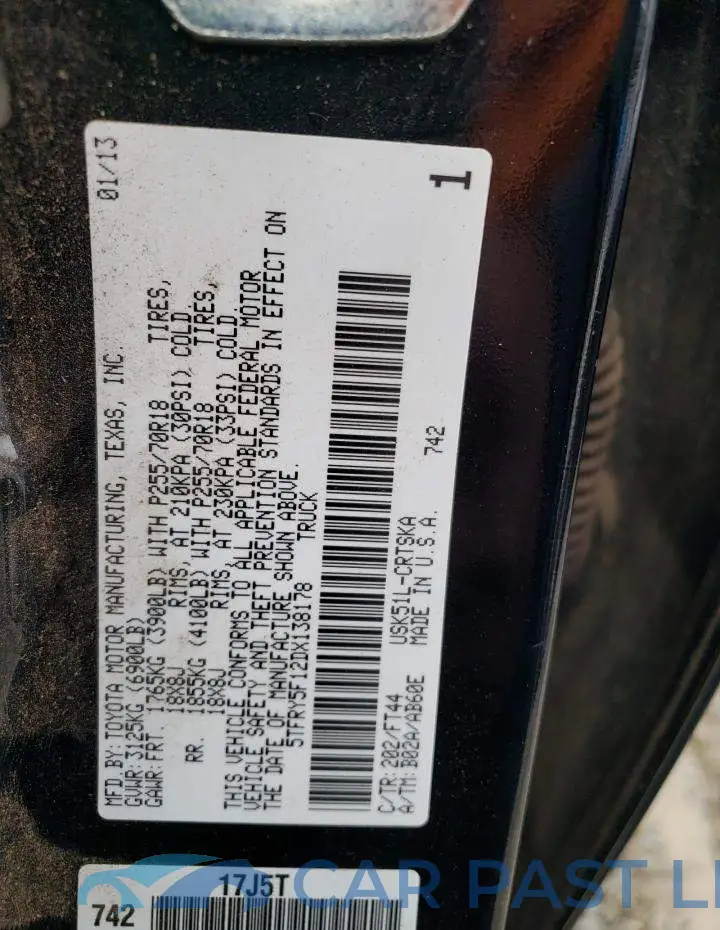 5TFRY5F12DX138178# 12