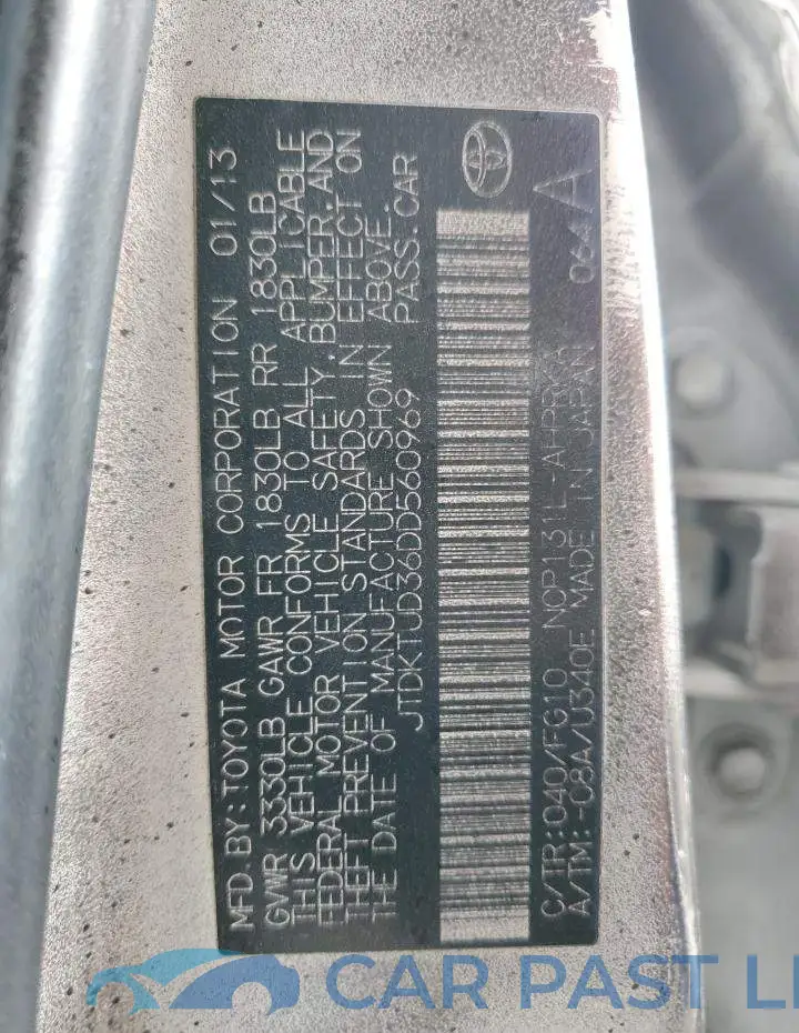 JTDKTUD36DD560969# 12