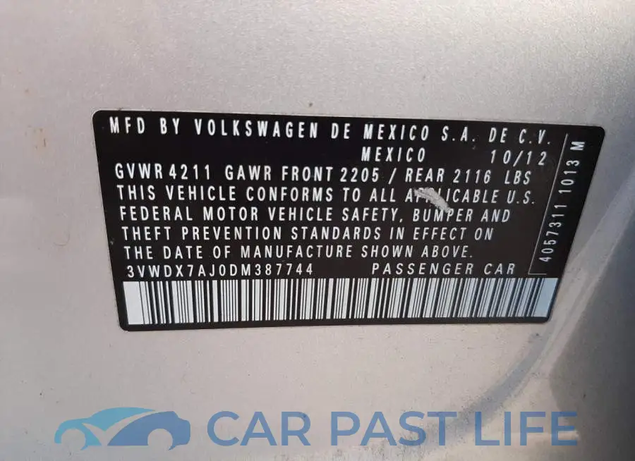 3VWDX7AJ0DM387744# 10