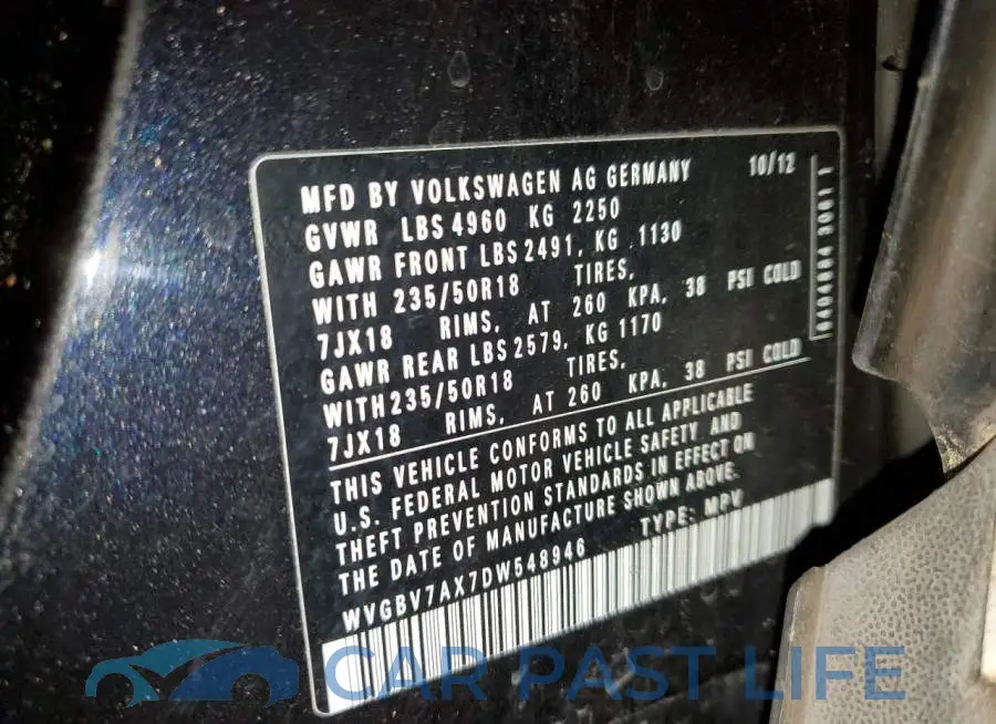 WVGBV7AX7DW548946# 10