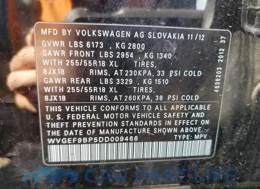 WVGEF9BP5DD009466# 10