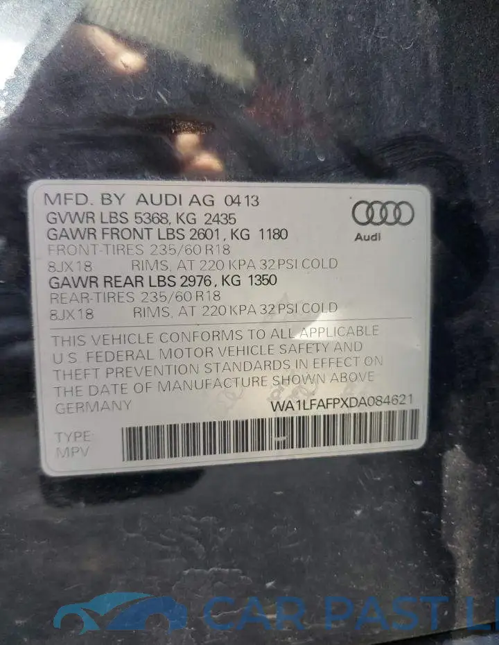 WA1LFAFPXDA084621# 10