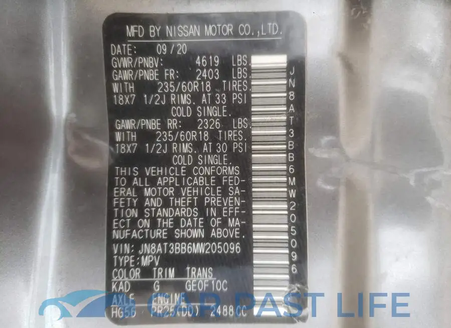JN8AT3BB6MW205096# 10