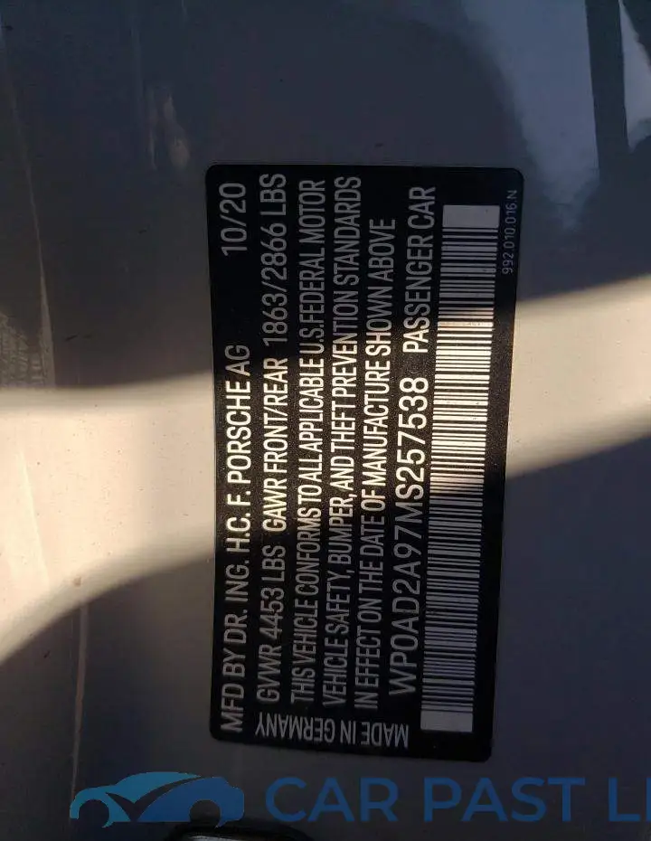 WP0AD2A97MS257538# 12
