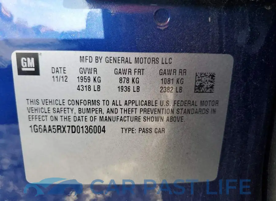 1G6AA5RX7D0136004# 12