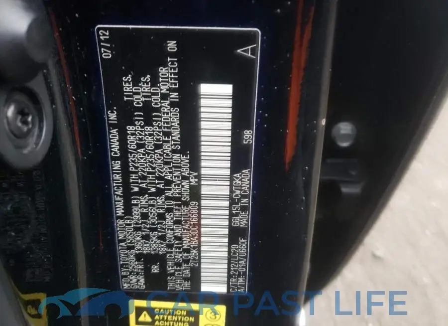 2T2BK1BA3DC166809# 10