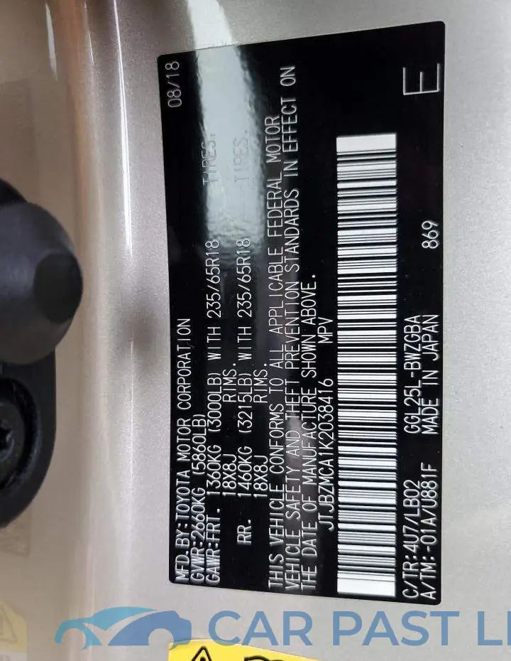 JTJBZMCA1K2038416# 10