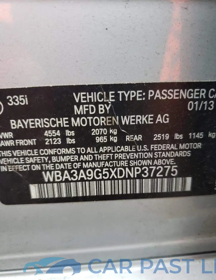 WBA3A9G5XDNP37275# 12