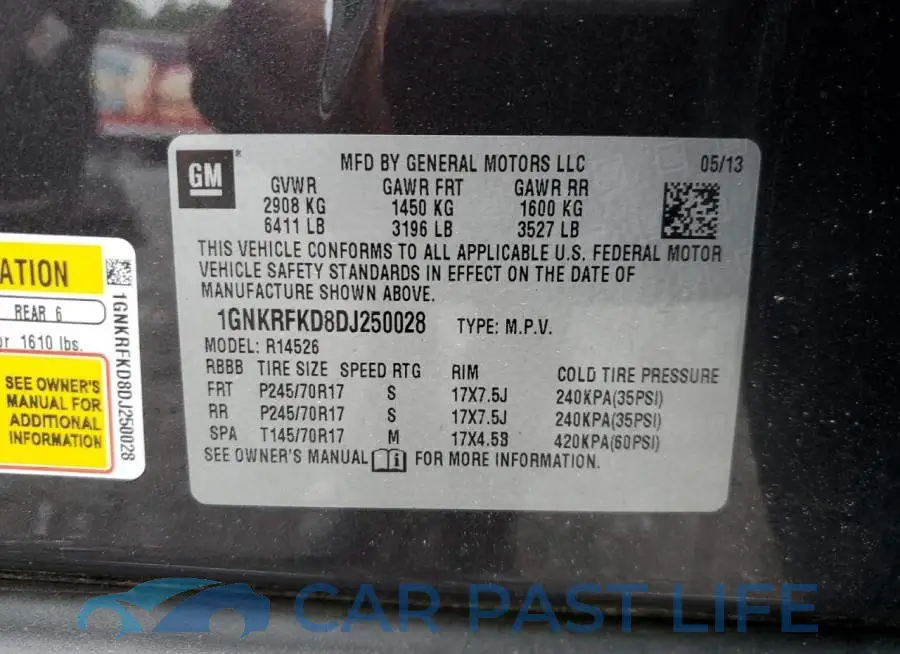 1GNKRFKD8DJ250028# 10