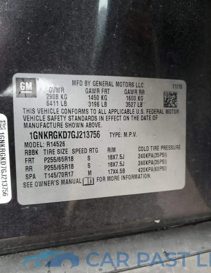 1GNKRGKD7GJ213756# 13