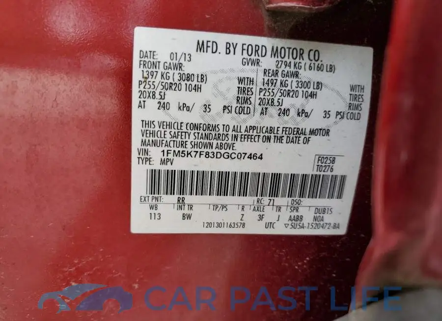 1FM5K7F83DGC07464# 10
