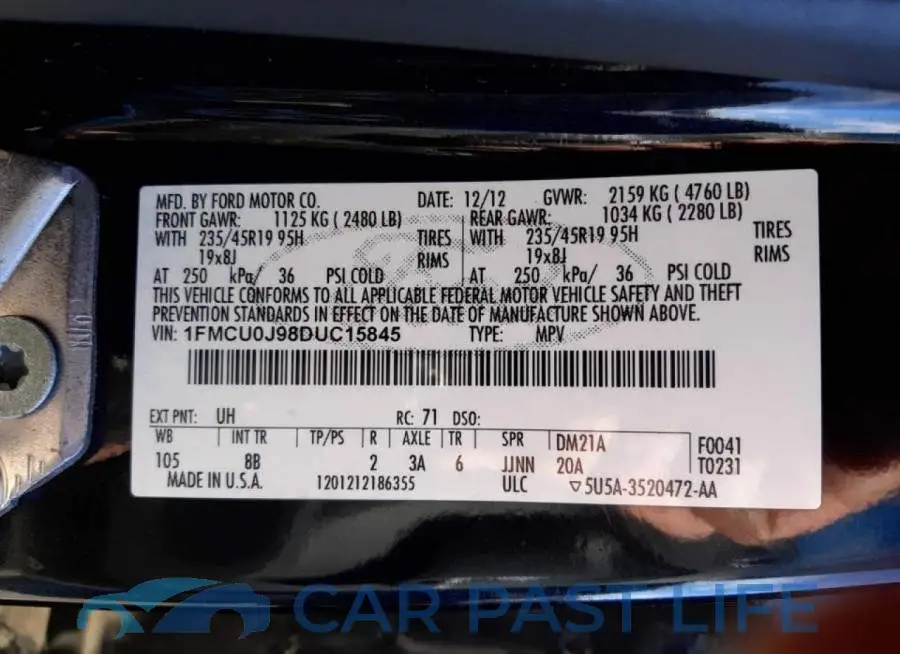 1FMCU0J98DUC15845# 10