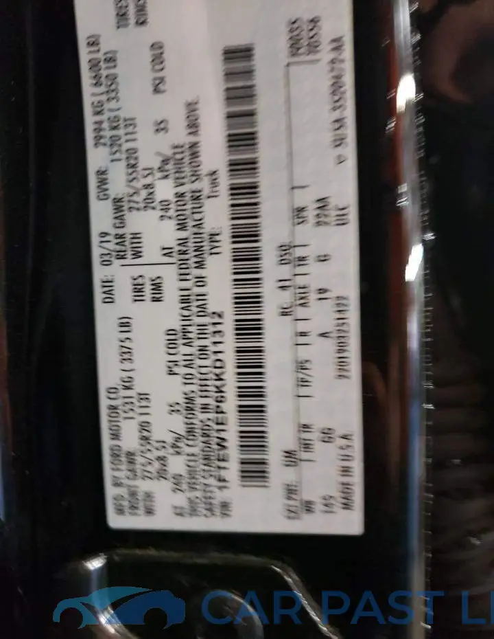 1FTEW1EP6KKD11312# 10