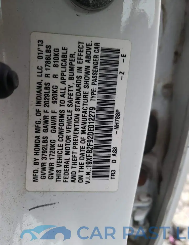 19XFB2F92DE012279# 12