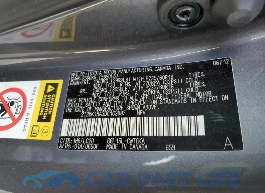 2T2BK1BA3DC162887# 10