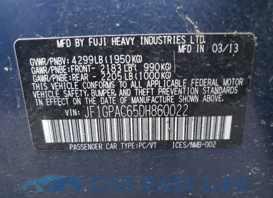 JF1GPAC65DH860022# 10