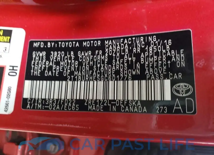 2T1BURHE5GC601776# 12