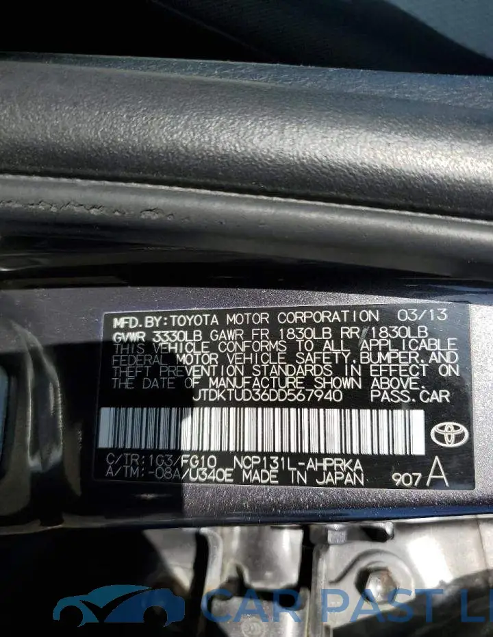 JTDKTUD36DD567940# 10