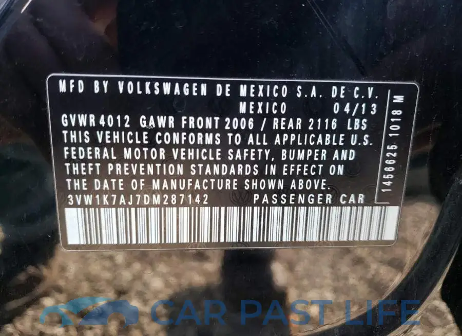 3VW1K7AJ7DM287142# 12
