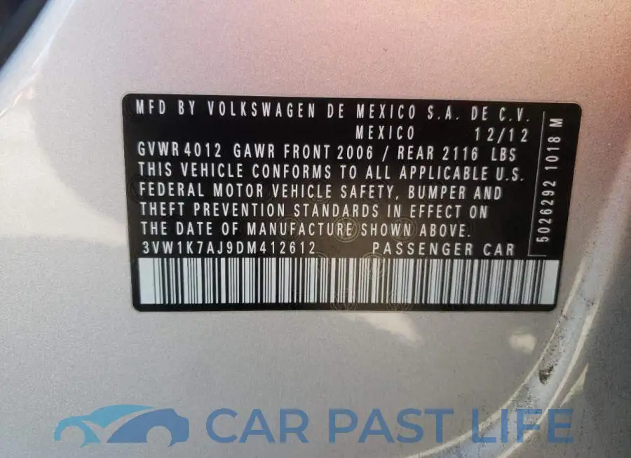 3VW1K7AJ9DM412612# 12