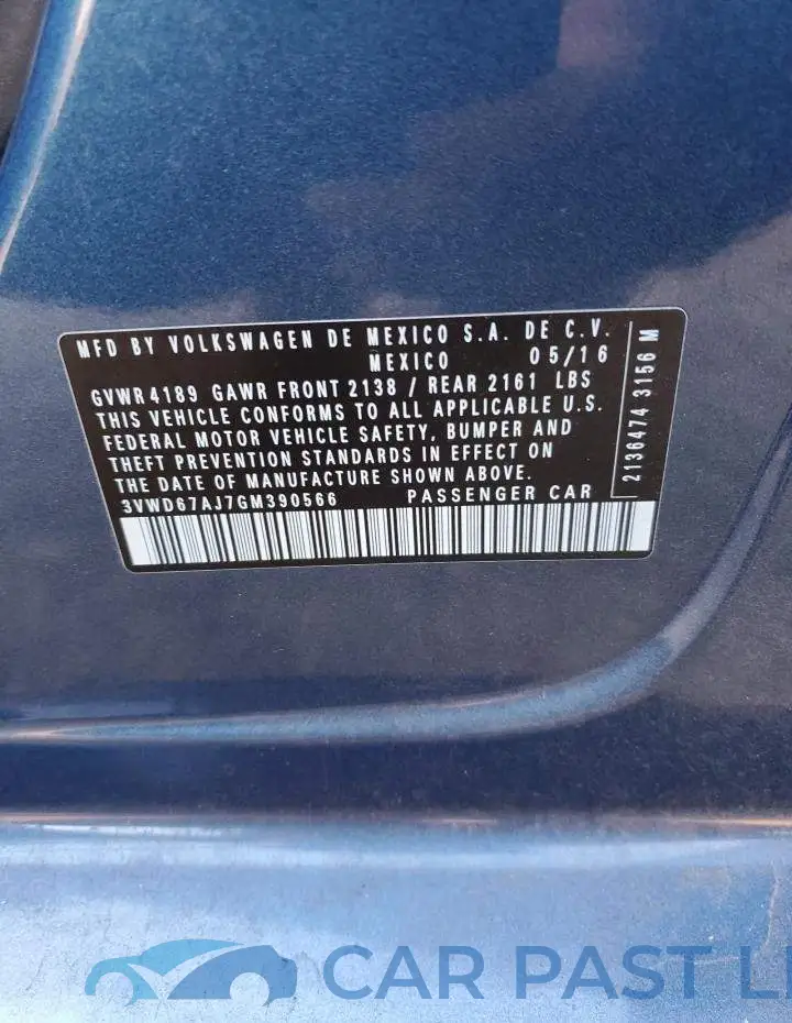 3VWD67AJ7GM390566# 10