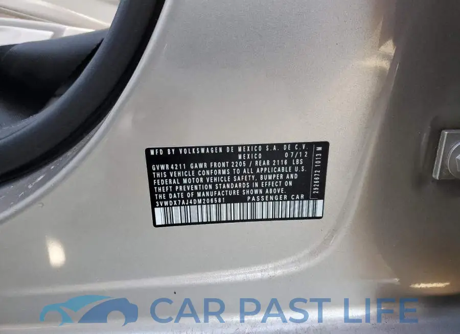 3VWDX7AJ4DM206581# 12