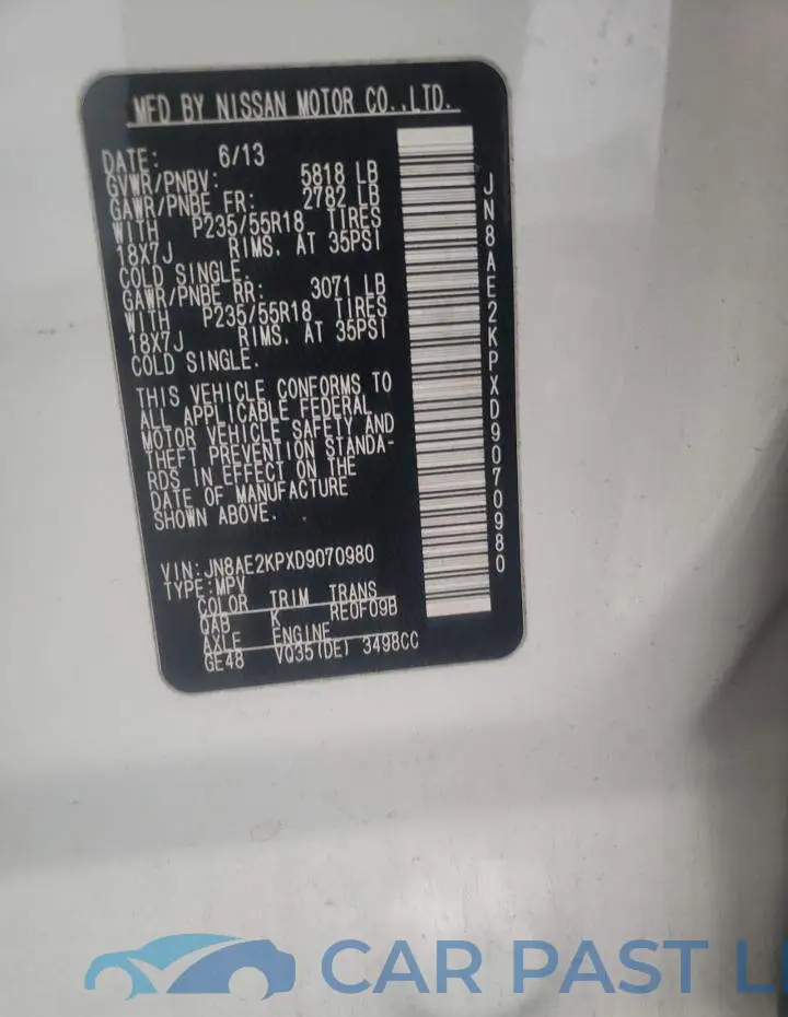 JN8AE2KPXD9070980# 10