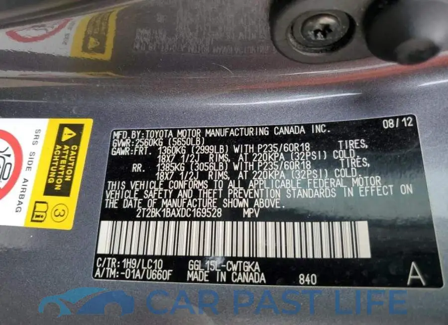 2T2BK1BAXDC169528# 10