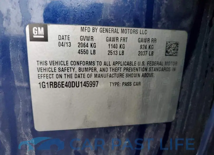 1G1RB6E40DU145997# 12